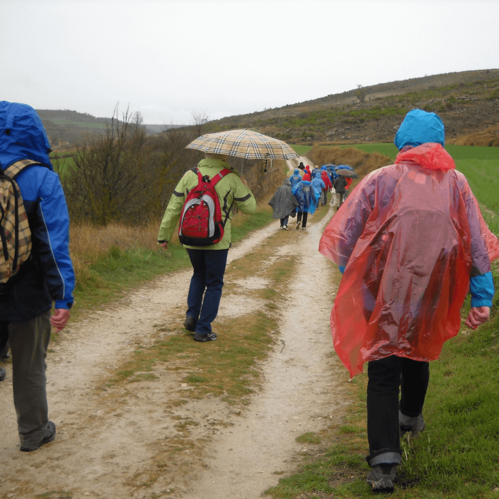 pilgrims in rain