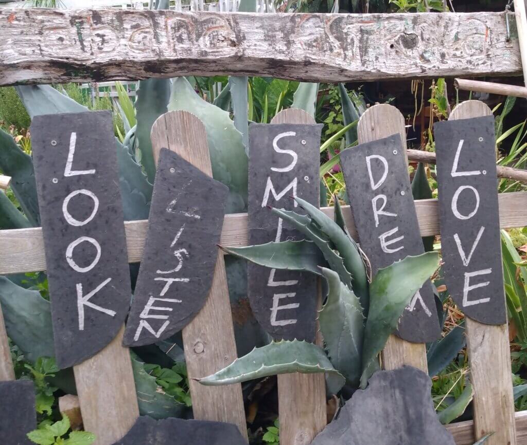 signs on fence